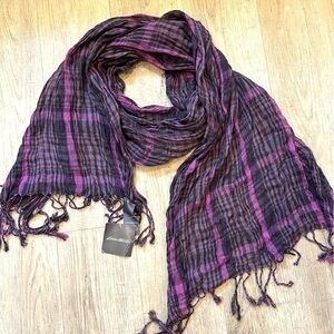NWT Eddie Bauer Purple and Black Plaid Scarf